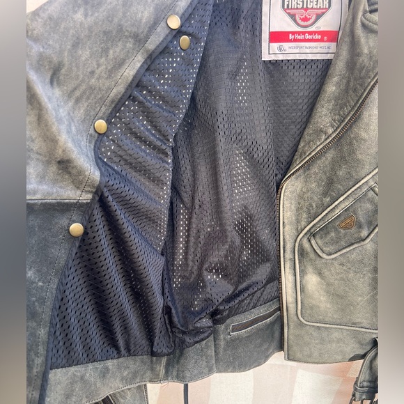 FirstGear Hein Gericke Motorcycle Biker Leather Jacket Mens Med - Picture 8 of 16